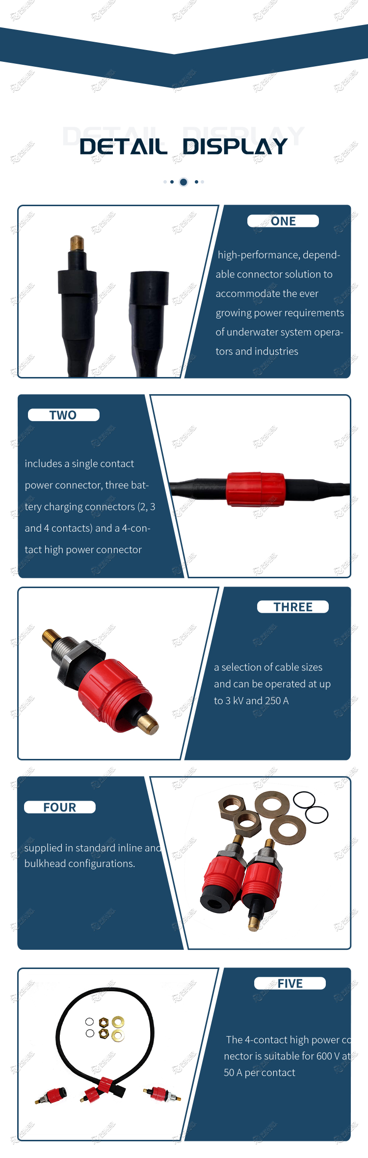 BHB2F Power Battery Bulkhead Connector 2 Pin Female - 600V DC/AC Wet-Mate Panel 